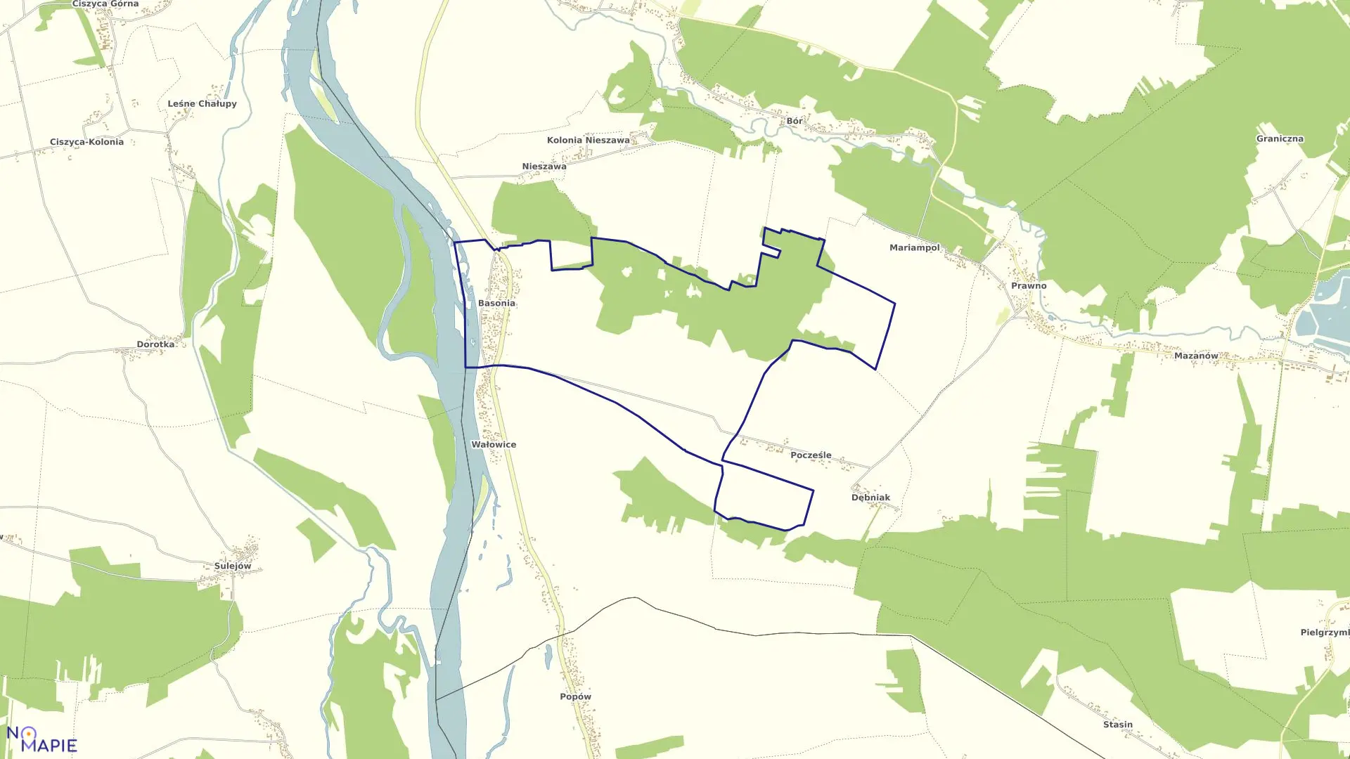 Mapa obrębu 01-BASONIA w gminie Józefów nad Wisłą