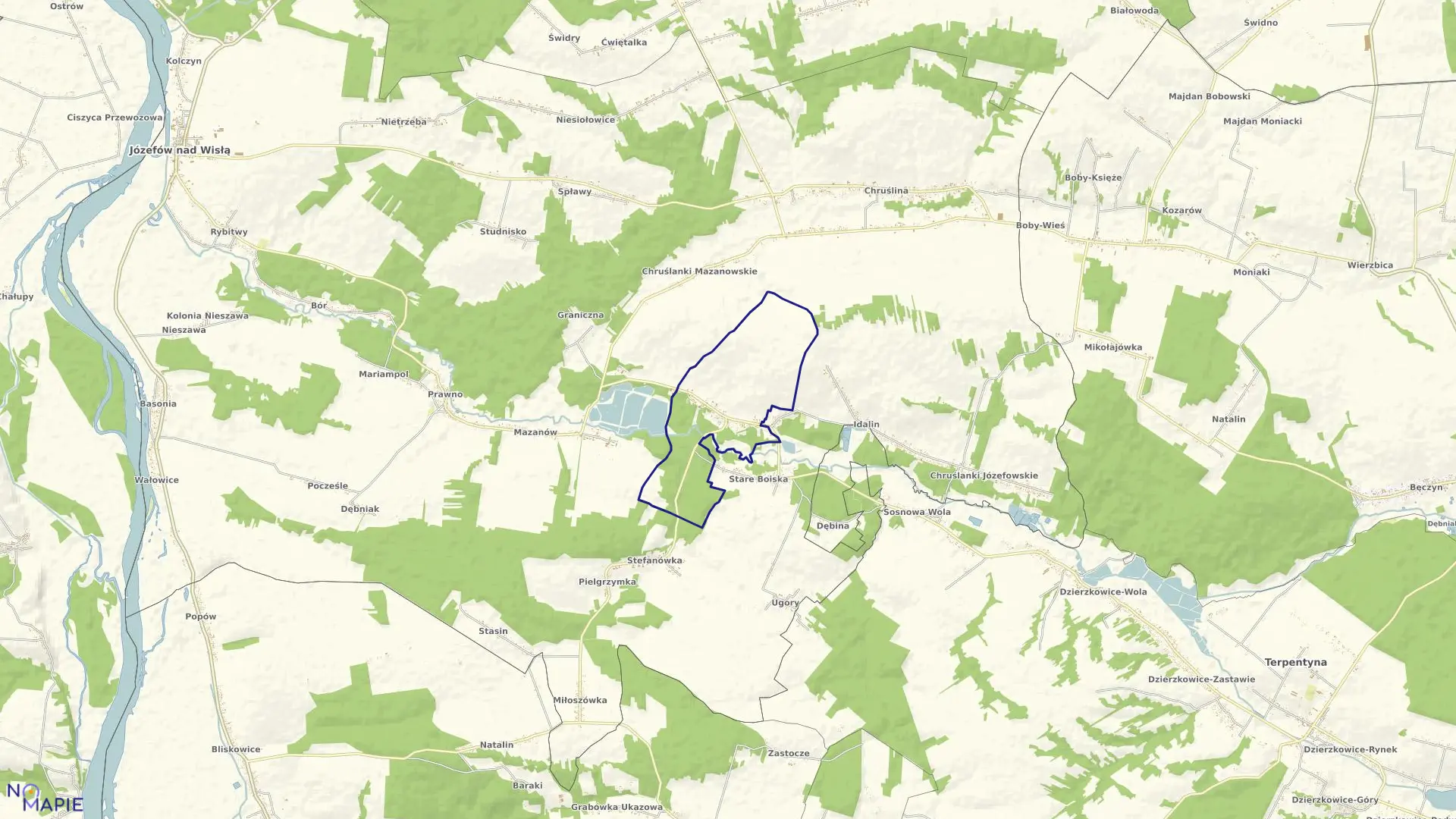 Mapa obrębu 02-BOISKA-KOLONIA w gminie Józefów nad Wisłą