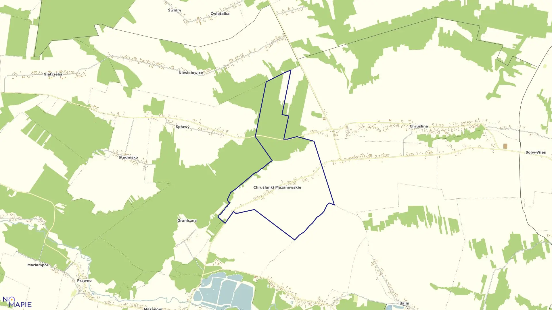 Mapa obrębu 06-CHRUŚLANKI MAZANOWSKIE w gminie Józefów nad Wisłą