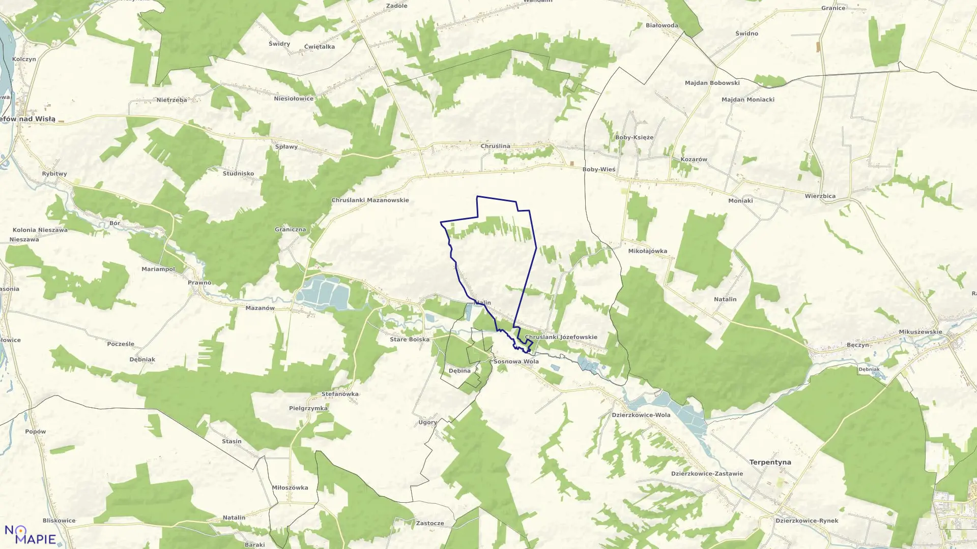 Mapa obrębu 10-IDALIN w gminie Józefów nad Wisłą