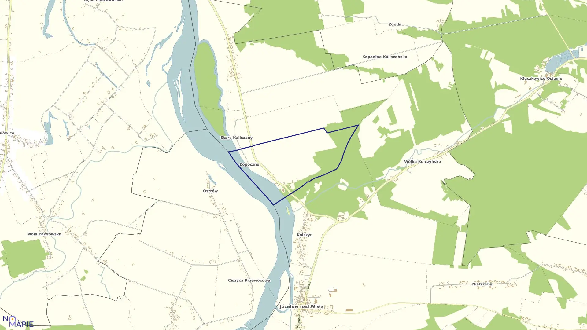 Mapa obrębu 15-ŁOPOCZNO w gminie Józefów nad Wisłą