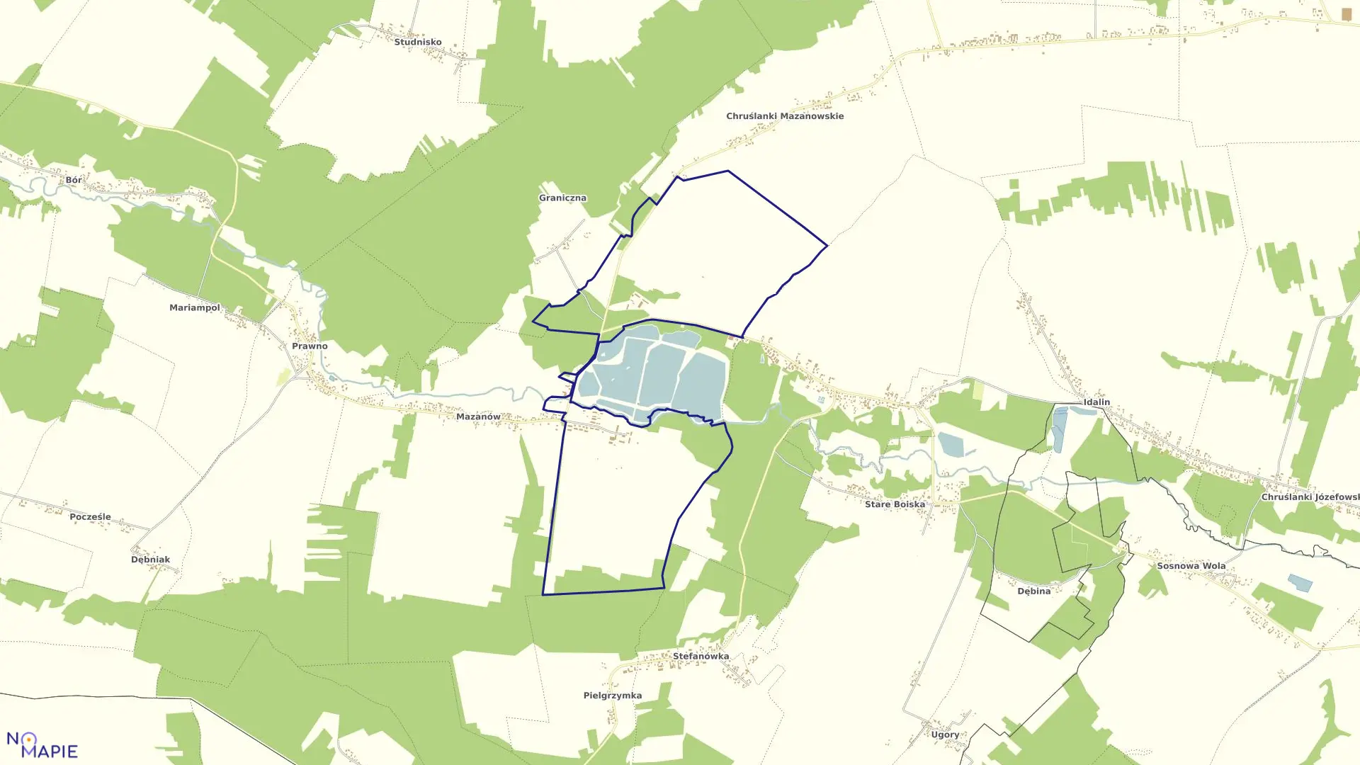 Mapa obrębu 18-MAZANÓW KRASNE w gminie Józefów nad Wisłą