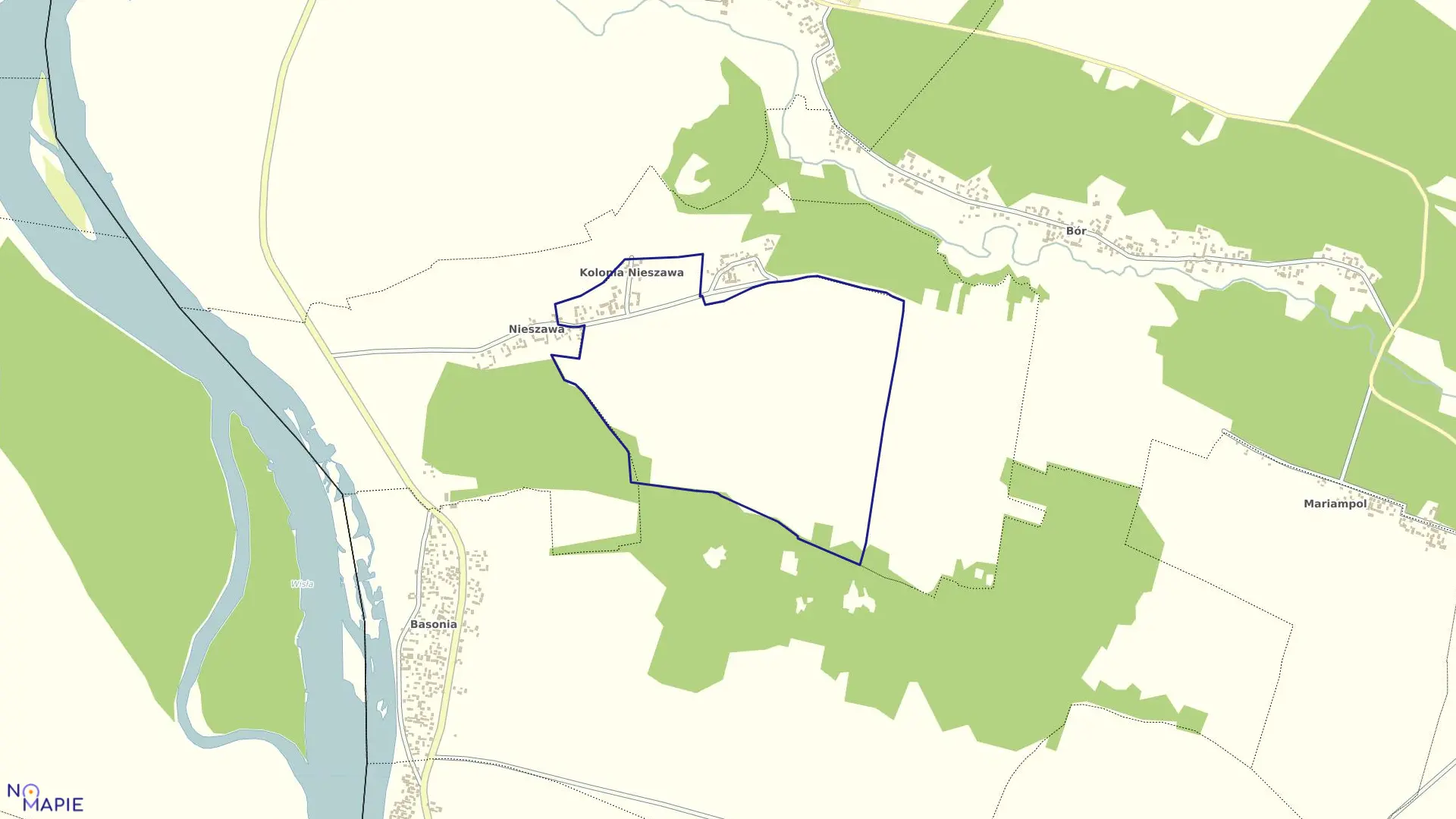 Mapa obrębu 23-KOLONIA NIESZAWA w gminie Józefów nad Wisłą