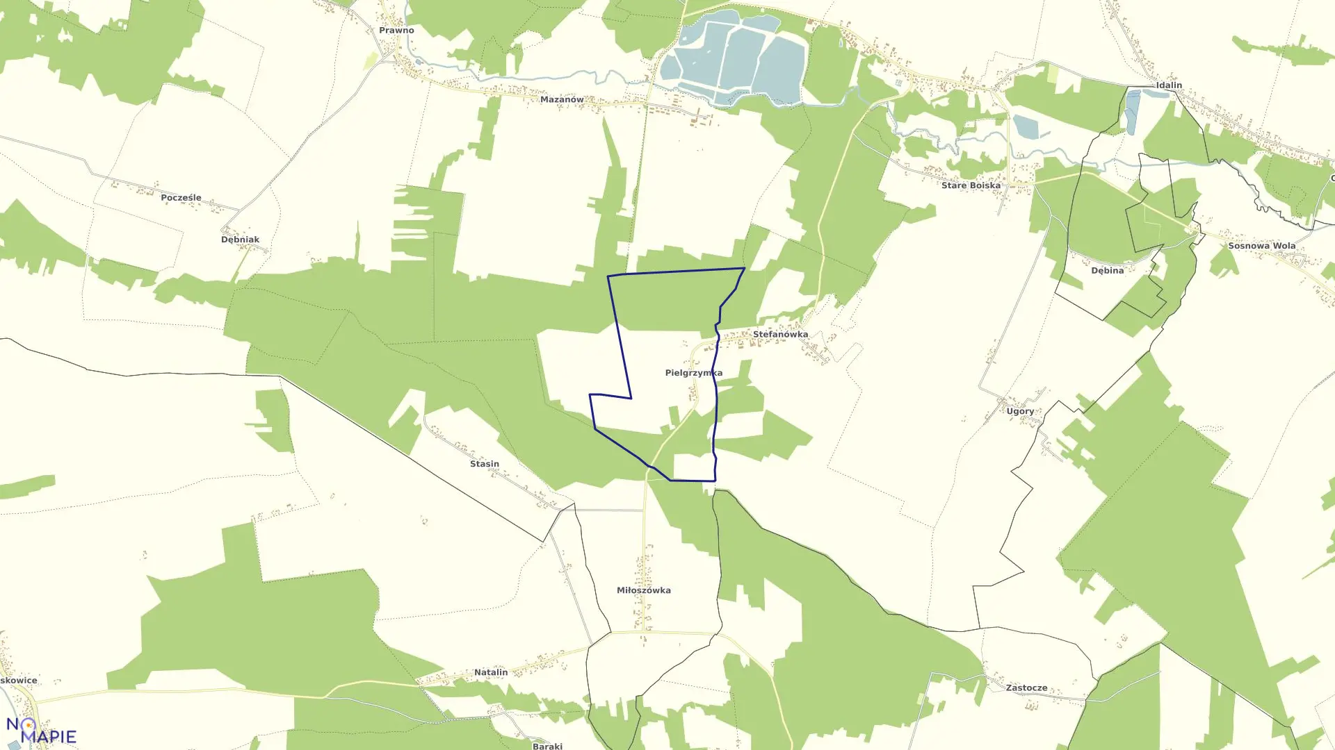 Mapa obrębu 26-PIELGRZYMKA w gminie Józefów nad Wisłą