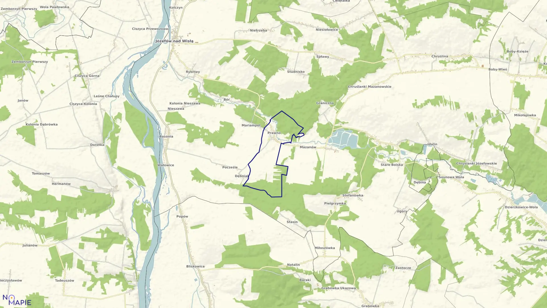 Mapa obrębu 27-PRAWNO w gminie Józefów nad Wisłą