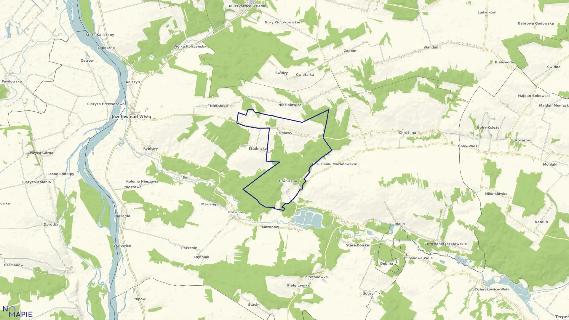 Mapa obrębu 29-SPŁAWY w gminie Józefów nad Wisłą