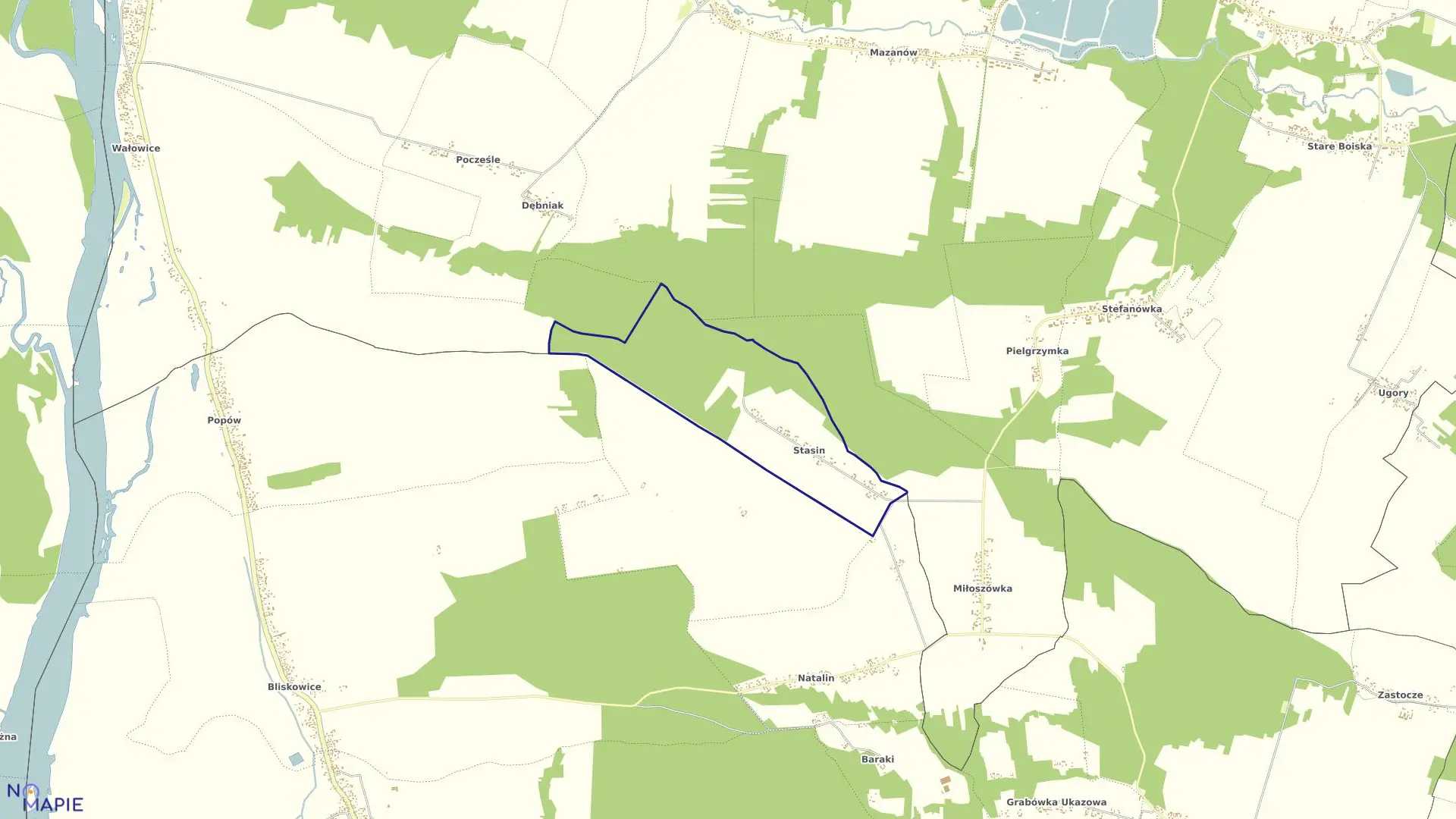 Mapa obrębu 30-STASIN w gminie Józefów nad Wisłą