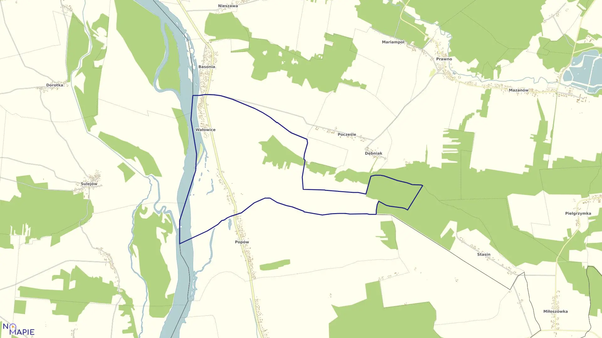 Mapa obrębu 34-WAŁOWICE w gminie Józefów nad Wisłą