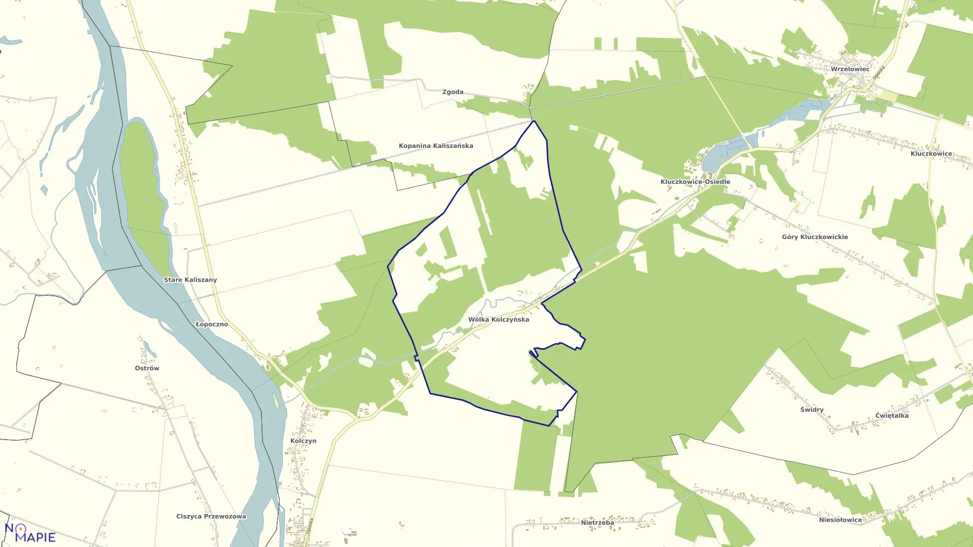 Mapa obrębu 35-WÓLKA KOLCZYŃSKA w gminie Józefów nad Wisłą